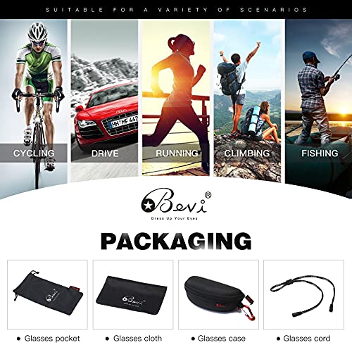 Image of Bevi Polarized Sports Sunglasses Ultralight TR90 Frame Glasses Flexible and Durable for Men Women Sun Glasses