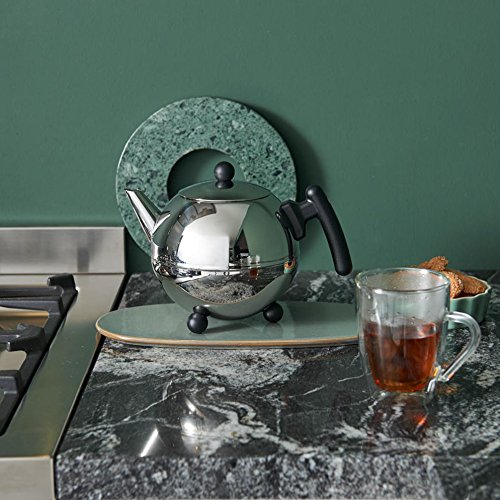 Bredemeijer Bella Ronde Double Walled Teapot, 1.2-Liter, Stainless Steel Glossy Finish With Black Accents #TOP2
