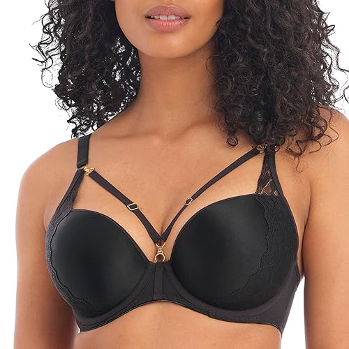 Freya Sutiã feminino Temptress com aro moldado, Preto, 32G