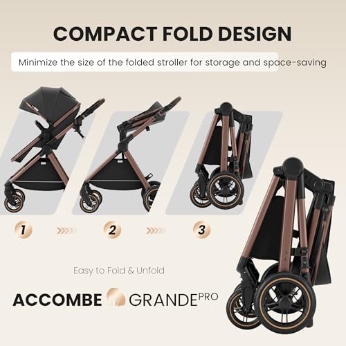 Image of Accombe 2-in-1 Convertible Baby Stroller for Newborn to Toddler | Skin-Friendly Breathable Fabric, All-Terrain Wheels for Smooth Ride, Adjustable Canopy with UPF50+ Protection