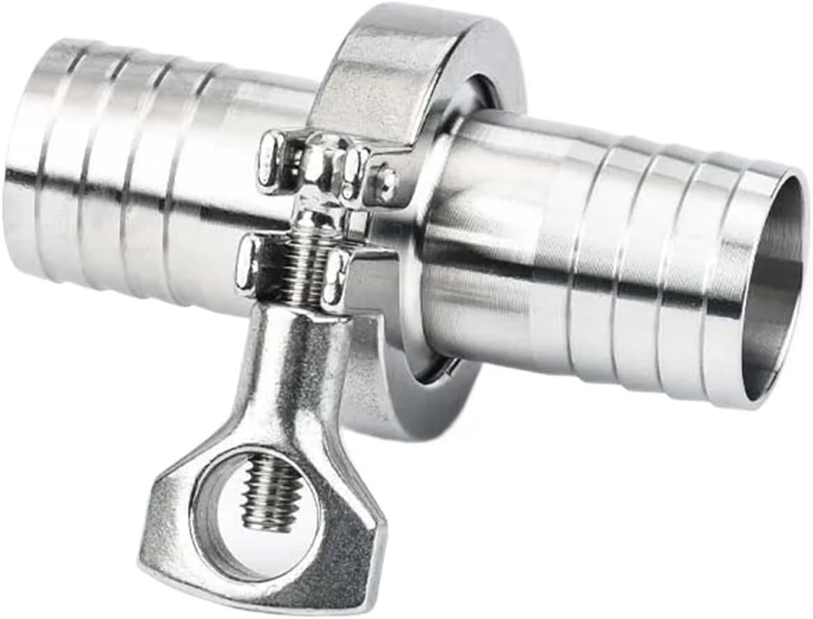 12mm/19mm/25mm/38mm/51mm Sanitary Hose Barb Set Ferrule OD 50.5/64mm + 1.5" 2” Tri Clamp + Silicone Gasket Stainless Steel SS304 (Size : 38mm x Ferrule 50.5)