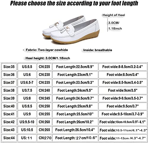 Ujicde Womens Leather Wedge Casual Loafer, Summer Comfortable Platform Breathable Shoes, Outdoor Round Toe Non-Slip Walking Flat Shoes (Color : Black#1, Size : 38)4