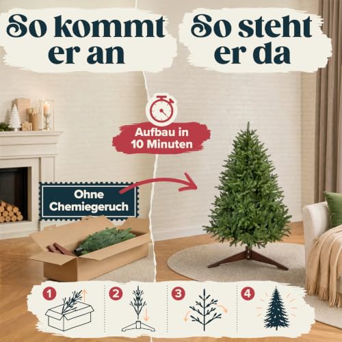 Weihnachtsbaum künstlich 120cm 100% PE Spitzen – TESTSIEGER – Naturgetreu, dichte Zweige… – Ansicht 6