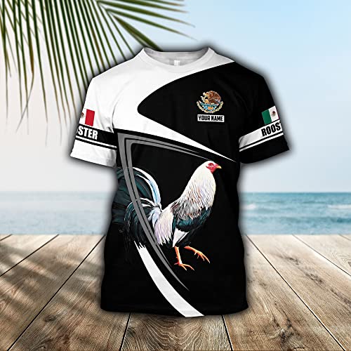 Personalized Mexican Rooster Lovers 3D Shirt for Men & Women, Custom Name 3D T - Shirts Gift for Birthday, Anniversary2