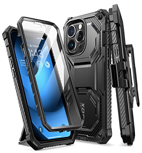 I-Blason Armorbox Designed For Iphone 14 Pro Case 6.1 Inch (2022 Release) With Kickstand & Belt Clip Holster, Full Body Protective Bumper Case With Built-In Screen Protector (Black) #TOP25