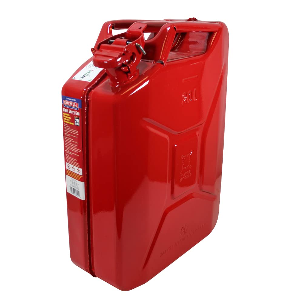Faithfull FAIAUJERR20R Red Steel Jerry Can 20 litre |   Red
