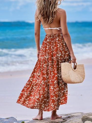 CUPSHE Women Skirts Floral Midi Skirt High Waist Flowing Silhouette Skirt Casual Summer Holiday Beach2