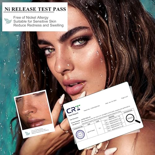 18G Nose Rings Hoops and 20G Nose Studs for Women Men -Hypoallergenic 316L Surgical Stainless Steel Clicker Hinged Segment Ball CZ Simulated Diamond Nostril Piercings Jewelry 15Pcs2