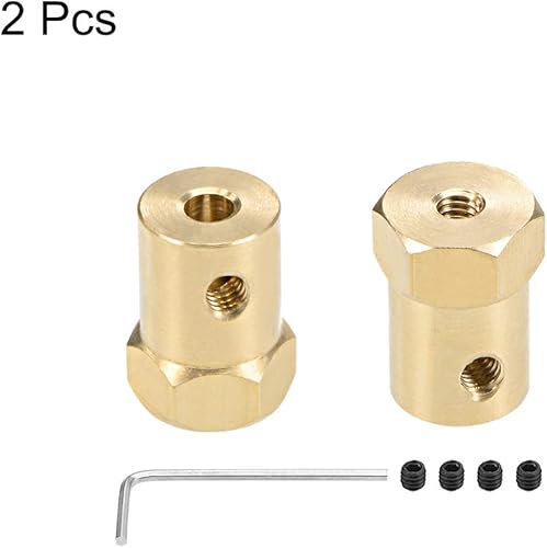 Miniatura 3 de uxcell Acoplador hexagonal de 0.157 in con eje hexagonal de latón con eje de latón conector flexible para ruedas de coche, neumáticos, motor de eje