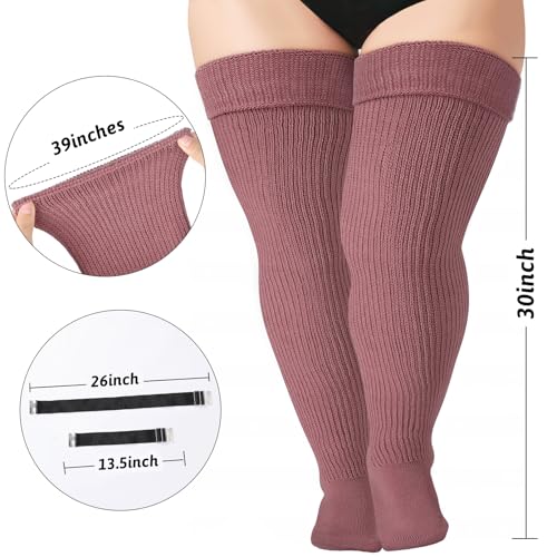 Tavaleu Plus Size Thigh High Socks for Thick Thighs - Womens Extra Long & Thick Over the Knee Knit High Socks Leg Warmers2