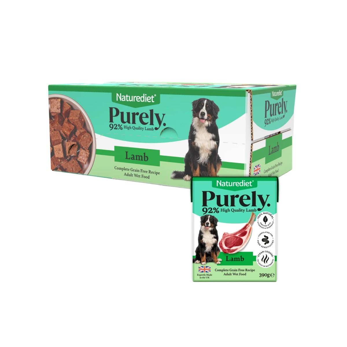 Naturediet Purely Complete Wet Dog Food, 92% Lamb, 12 x 390g Packs