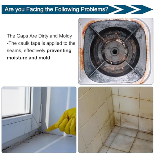 QUARKZMAN 126x1.5 Dichtungsband Wasserdichtes Band Antischimmelmiddel Selbstklebendes Dichtungsband Dichtungsstreifen für Küchenarbeitsplatte, Badezimmer ToilettenGrund Grau 2 Stück