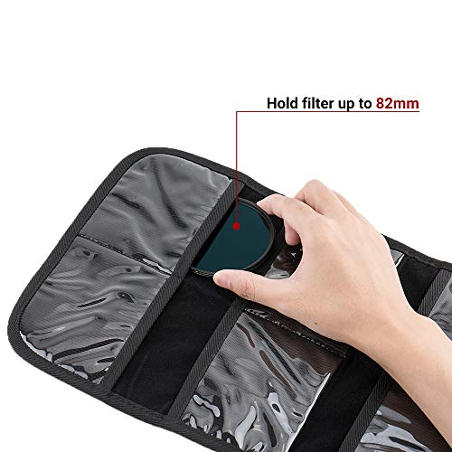 8 Pockets Lens Filter Case Up To 82Mm (37Mm 40.5Mm 43Mm 46Mm 49Mm 52Mm 55Mm 58Mm 62Mm 67Mm 72Mm 77Mm) For Round Or Square Filters, Belt Loop Design, Folding Camera Filter Pouch Wallet Holder Case #TOP4