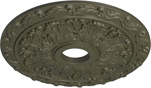 Vista 93 de Ekena Millwork CM19SP Medallón de techo de hojas de resorte, 19 7/8 "OD x 3 5/8" ID x 1 1/4 "P, imprimado en fábrica Imprimación de fábrica.