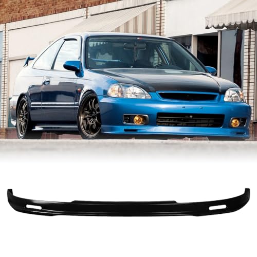 MagicDrift Front Bumper Lip Chin Spoiler, Compatible with 1999-2000 Honda Civic, JDM MU Style Flexible Polyurethane(PU) Front Lower Splitter Protector, Unpainted Black