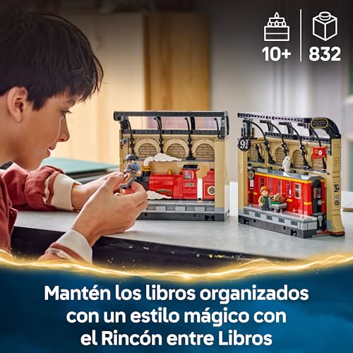 Miniatura 2 de LEGO Harry Potter Rincón Entre Libros: Expreso de Hogwarts - Sujetalibros con un Tren de Juguete -2 Minifiguras (Harry y Ron Weasley) y Figura de Hedwig - Regalo para Niñas y Niños de 10+ Años 76450