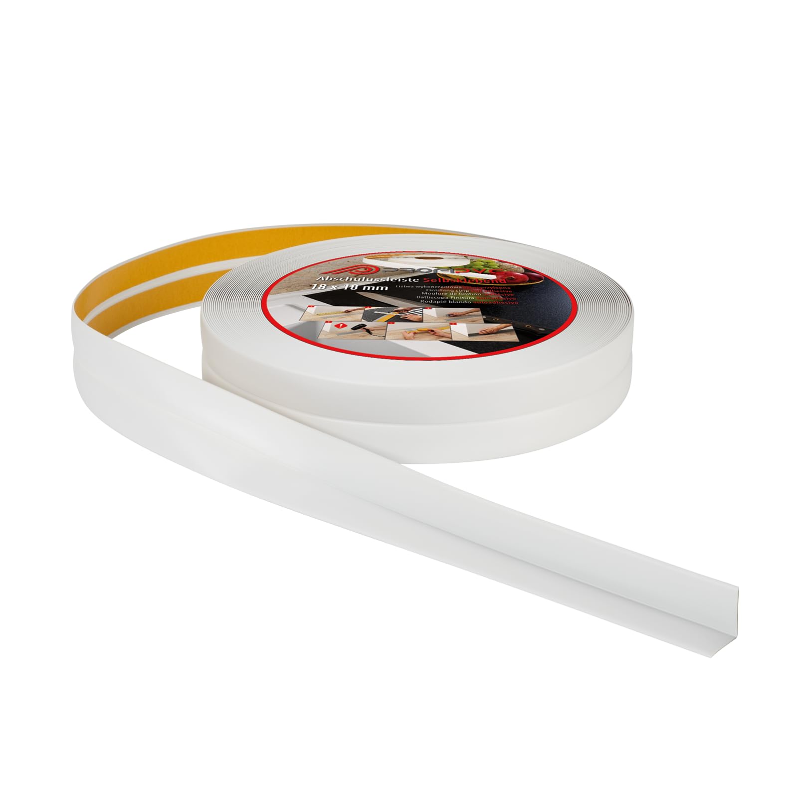 ProfiPVC Weichsockelleiste 18x18mm 15 Meter für Küche und Badezimmer, selbstklebende Abschlussleiste aus PVC, flexible Knickleiste - Fugendichtungsband, hellgrau