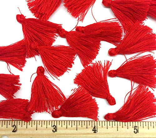Pepperlonely 1 Bag (About 40-50Pcs) Red Cotton Thread Tassels For Crafts And Jewelry Making, 30X5Mm #TOP1