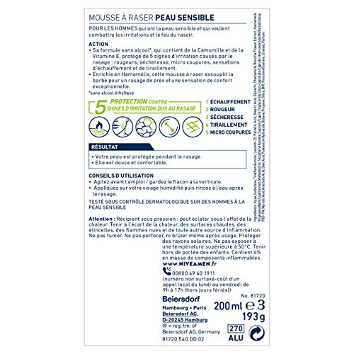 Nivea men mousse à raser peaux sensible 200ml - vue 5