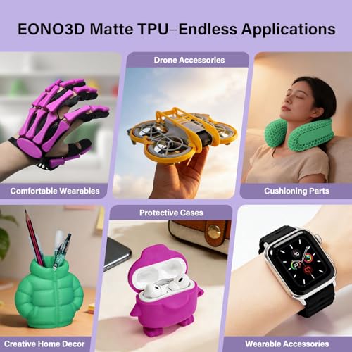 Image of Matte TPU Filament 1.75mm, 4x250g Multi-Color Set - Shore 95A Flexible TPU, Low-Gloss Matte Finish, Minimal Layer Lines, Rigid Matte Spool, for Phone Cases, Wearables & Functional Parts