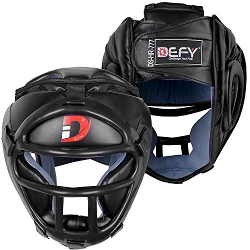 DEFY Head Guard Premium Synthetic Leather MMA Boxing Head Gear UFC Wrestling Helmet