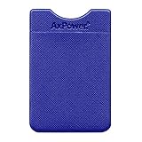 AxPower Cellphone Credit Card Holder 3M Adhesive Stick on Wallet Lycra Cell Phone Cash Pouch for iPhone 7 iPhone 8 iPhone X Samsung S8 S8 Plus (Blue)