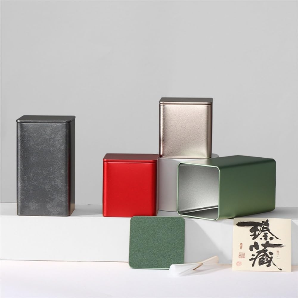 XYNSNDB Teedose, Vorratsbehälter für große Teemengen, kleines/großes quadratisches Eisenglas, leeres Glas, Küchengewürz-Vorratsdose, Tee-Set, einzelnes Glas, Teedose (A, hohe Dose)