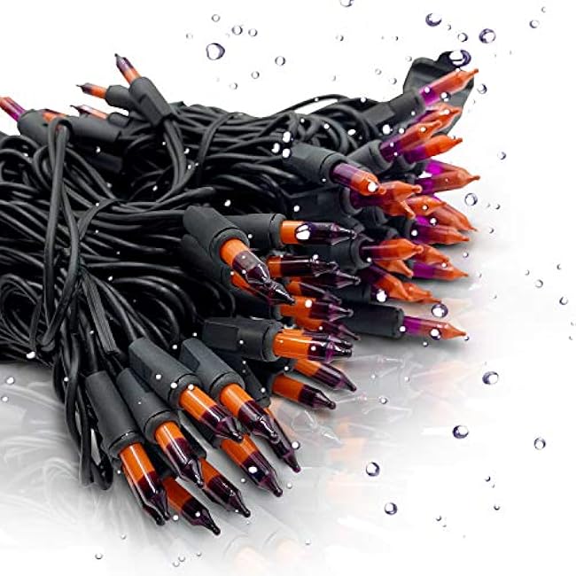 Halloween Orange Purple Lights String Outdoor 100 Mini Waterproof Incandescent Indoor Decoration Plug in 23 Feet Used for Patio Party Festive Courtyard Home (1, Purple)