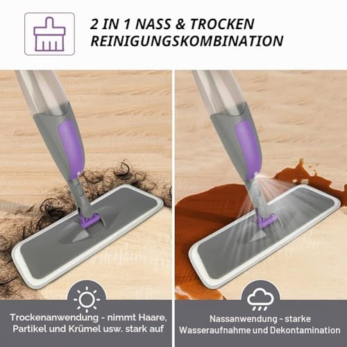 Wischer mit Sprühfunktion - HOMSIER Spray Mop Bodenwischer Sprühwischer für Schnelle Reinigung...