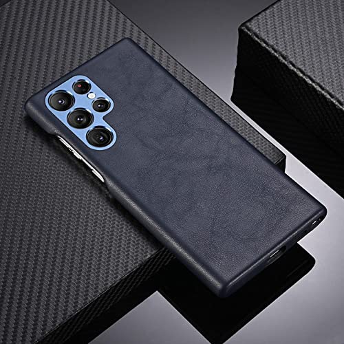 Coque Samsung Galaxy S23 Ultra en cuir de luxe bleu Amstar