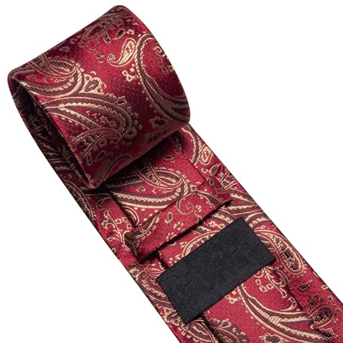 Image of Dubulle Mens Tie and Lapel Pin Paisley Striped Floral Necktie for Men Pocket Square Cufflinks 4PCS Set Wedding Party