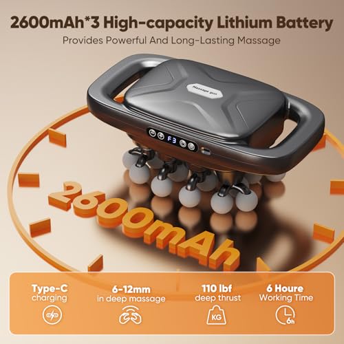 Image of 20-Head Massage Gun, 3 Modes and 30 Speed Levels | 20-head wide coverage, quiet 35 dB operation, Type-C charging, and up to 6 hours of cordless use for full-body relaxation.