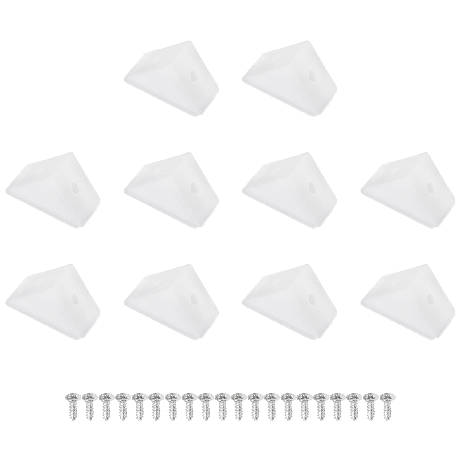 MroMax 10Pcs Plastic Corner Braces White Nylon L Shape Bracket with Cover Cap 0.83" x 0.83" x 0.67" (LxWxH) 2-Hole Right Angle Support for Repair Fixing Mending Shelf Closet Drawer Furniture