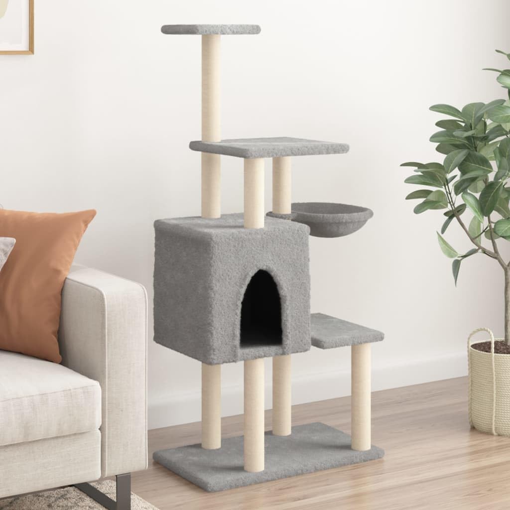 Arbre griffoir pour chat Homgoday 131 cm avec jouet chat et griffoir en sisal