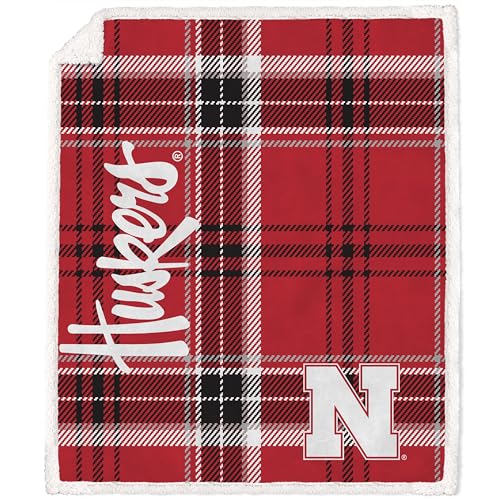 Proformance Home NCAA Nebraska Cornhuskers Playmaker Plaid Ultra Cozy Sherpa Throw