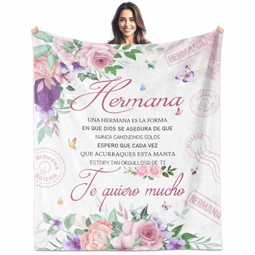 Paoeyty Regalos para Hermana en Español, Regalos para Hermanas Cumpleaños, Hermana Blanket 60"X50", Birthday Gifts for Sister in Spanish, Sister Gifts