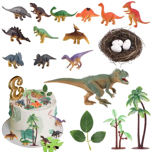 UtenTol Dino Tortendeko 25-teilig - Dinosaurier Kuchen Deko Mit Partytellern
