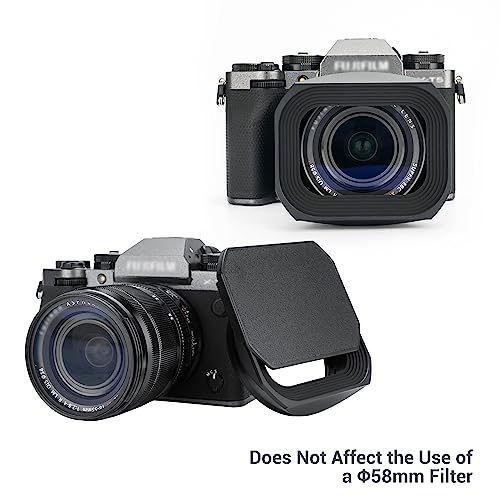 Image of JJC Metal Square Lens Hood Shade for Fuji XF 18-55mm f /2.8-4 R LM OIS Lens | for Fujifilm X-T5 X-T30 II X-T30 X-T20 X-T4 X-T3 X-S20 Camera with 18-55mm Kit Lens, for XF 14mm f2.8 R Lens, with Hood Cap