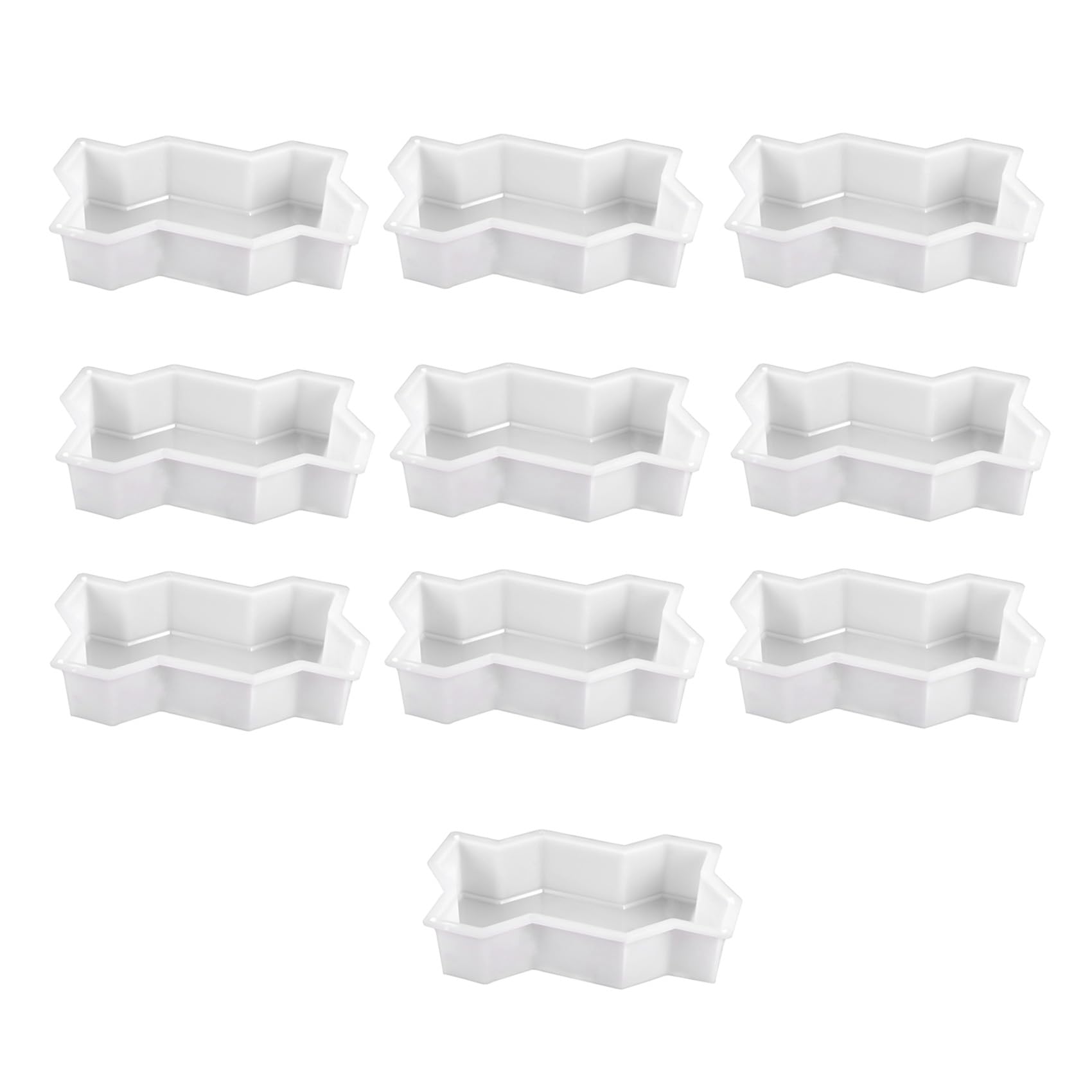 Jnchdghwa White 10X Three Waveform Garden Path Plastic Concrete Paving Brick Mold Diy Walkway Cement Brick Mold