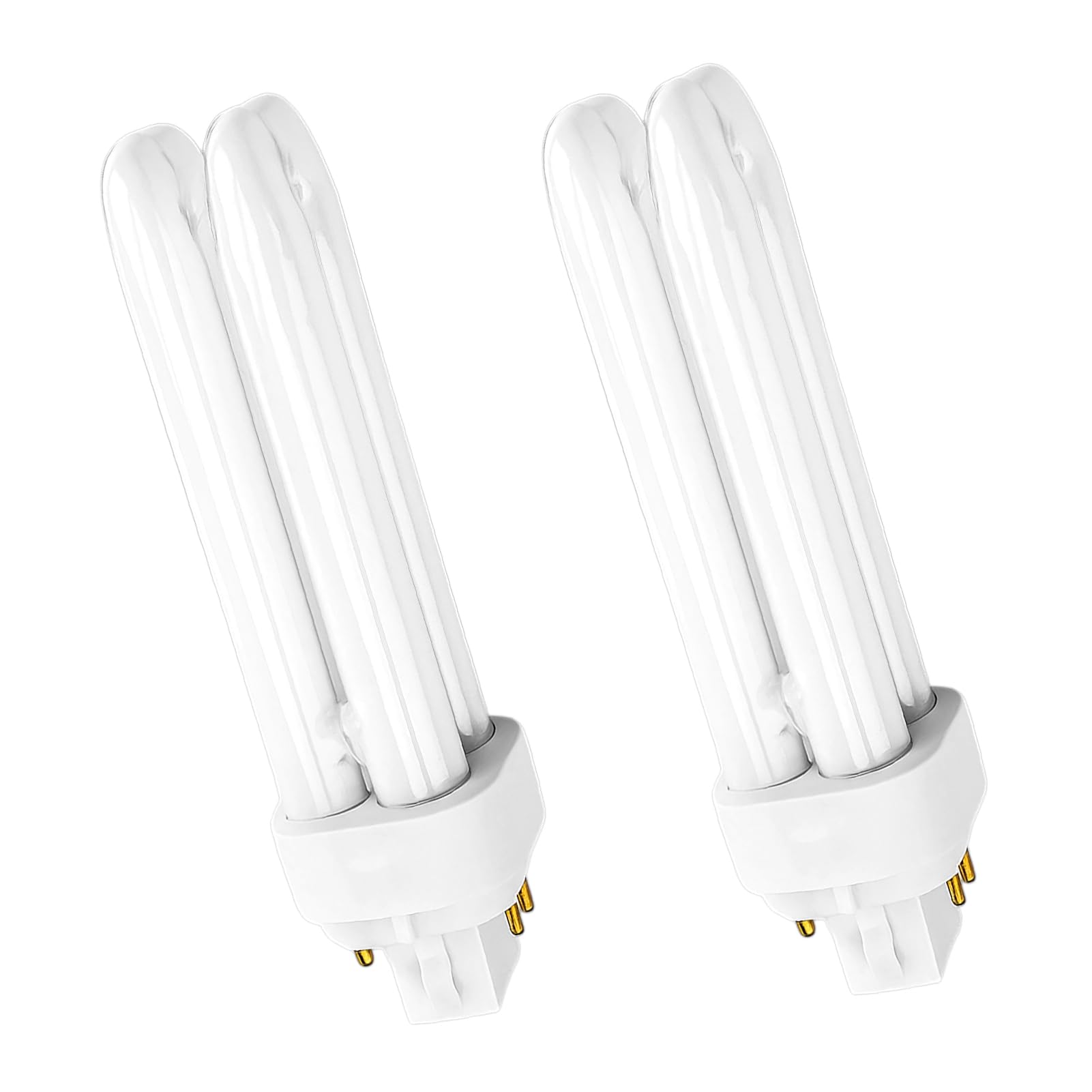 Yuio 2 Pack 13W G24q-1 4 Pin Light Bulbs for Kitchen, 4000K 850LM Natural White CFL Compact Fluorescent Lamp Bathroom, 2U Double Tube Energy Saving Replacement, Non-Dimmable PLC 4-Pin Base