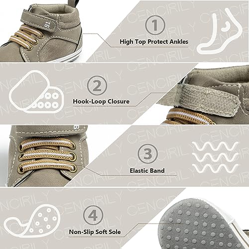 Image of CENCIRILY Baby Boys Girls High Top Sneakers Soft Soles Anti Skid Infant Ankle Shoes Toddler Prewalker First Walking Crib Shoes