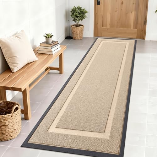 Image of OLANLY Front Door Mat Indoor Outdoor Entrance, Waterproof All-Season, All-Weather Doormat, Sturdy Natural Rubber, Low Profile, Easy Clean Patio Porch Entryway Mat, 71x23, Off-White