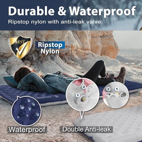 Image of TREKOLOGY Sleeping Pad for Camping- Ultra-Lightweight, 4 inch Thick Camping Mat with 7.2 R-Value for All Seasons (Blue)