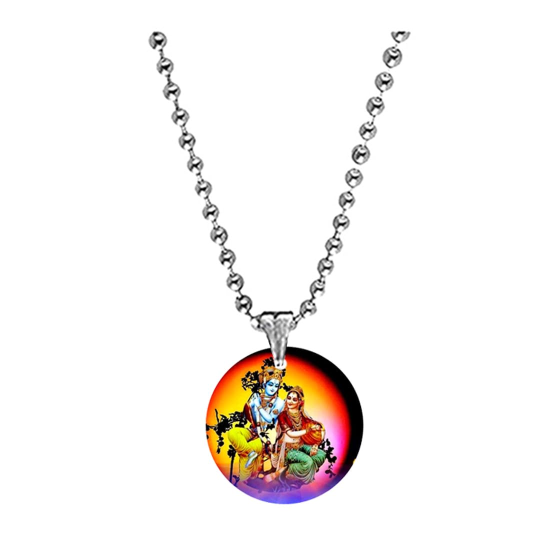 Lord Radha Shyam Krida Acrylic Pendant with Bead Chain for Men Women, Religious Radha Krishna Photo Pendant, Spiritual Jewelry Gift for Prayer, Temple & Festivals-image-15