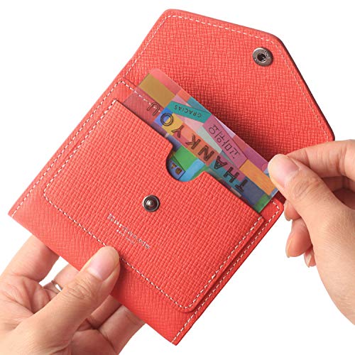 Borgasets Women's RFID Blocking Small Compact Bifold Leather Pocket Wallet Ladies Mini Purse (Crosshatch Red)