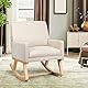 COSTWAY Schaukelstuhl, gepolsterter Schaukelsessel aus Massivholz, Schwingsessel, Relaxstuhl für Wohnzimmer, Schlafzimmer, Beige