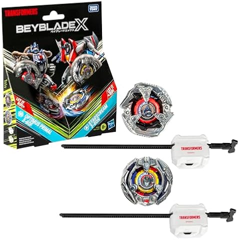 Beyblade X Transformers Collab Optimus Primal 3-60F vs. Starscream 3-80N Multipack Set with 2 Tops & 2 launchers; Battling Top Toys for 8 Year Old Boys & Girls (Amazon Exclusive) Cover