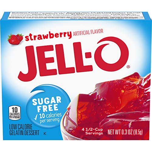 Jell-O Sugar-Free Gelatin Dessert, Strawberry, 0.3-Ounce Boxes (P...