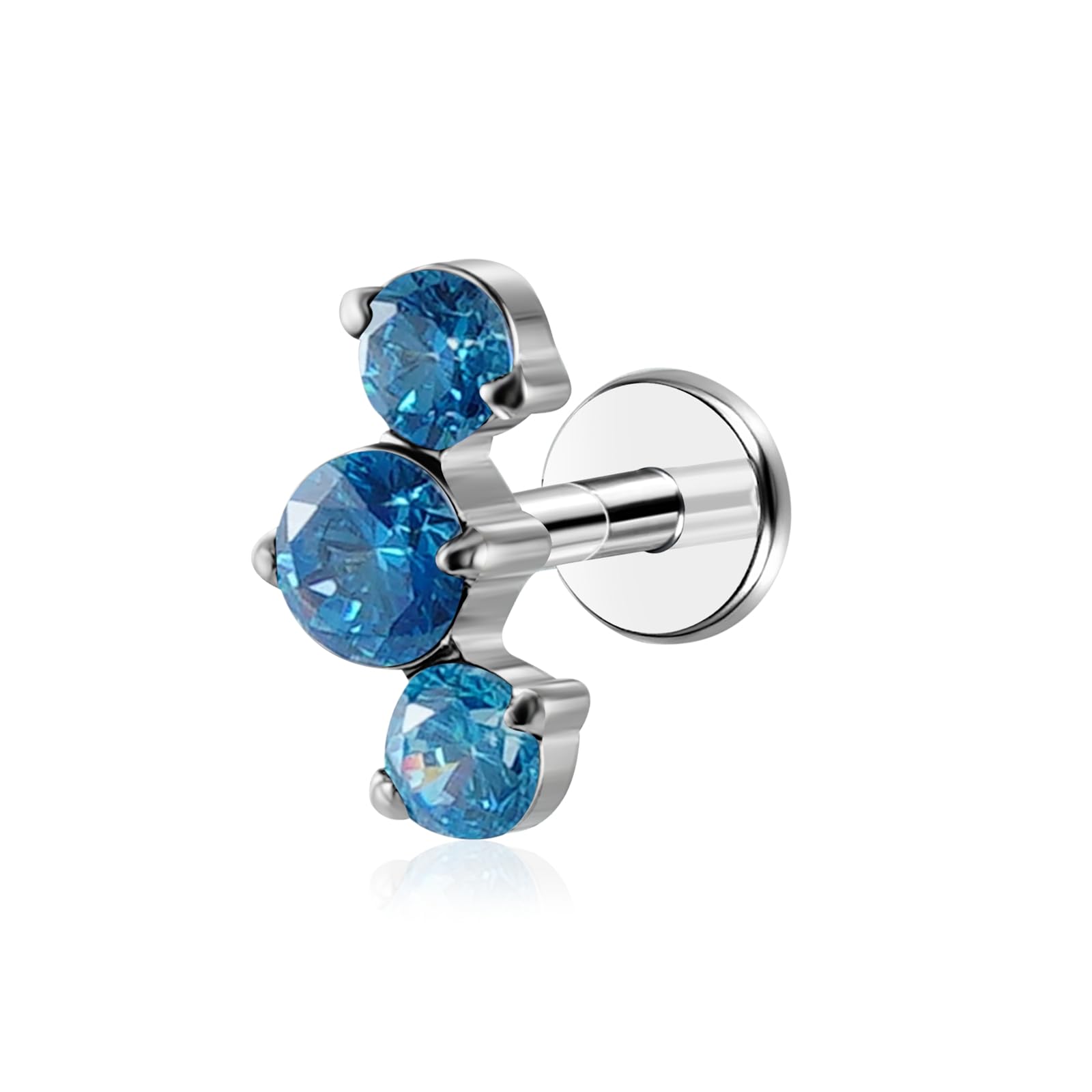 1pcs 16G G23 Titanium Threadless Labret Studs Push-in Colorful CZ Labret Cluster Tragus Helix Conch Lobe Rook Cartilage Push Back Sleeper Piercing Jewelry Earring Stud