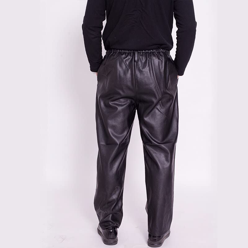 Heren lederen broek Losse oversized elastische taille waterdichte kunstleerbroek for mannen (Color : Black, Size : Medium) - Afbeelding 4
